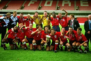 England celebrate their victory in the 1993 U18 European Championship