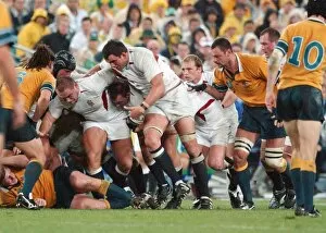 2003 Rugby World Cup Final Collection: The England forwards drive the ball forward during the 2003 World Cup Final