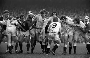 England Prints: England forwards shield scrum-half Jan Webster - 1972 Five Nations