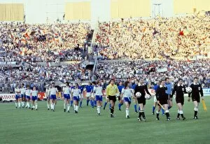 Images Dated 21st June 2012: England and Italy walk out at the Stadio Comunale at Euro 1980