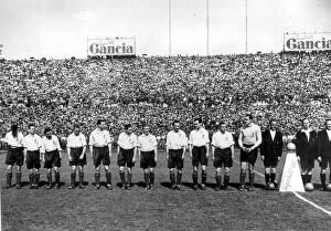 Sport Collection: England line-up at Turns Stadio Communale before facing Italy in 1948 +