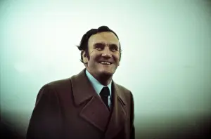 England manager Don Revie in the fog during the abandoned game against Czechoslovakia in 1975