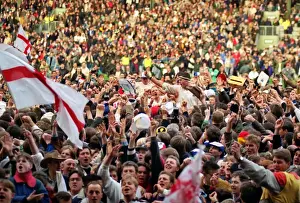 England players are carried off the Twickenham pitch after winning the Grand Slam in 1992