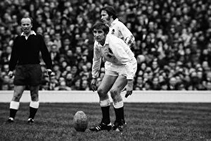 Images Dated 17th September 2009: Englands Alan Old prepares to kick against Wales - 1972 Five Nations
