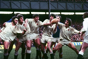 Englands Bill Beaumont, Fran Cotton, Nigel Horton, Peter Dixon and Roger Uttley - 1977 Five Nations