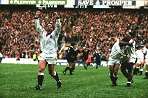 Images Dated 2009 November: Englands Brian Moore celebrates victory over the All Blacks in 1993