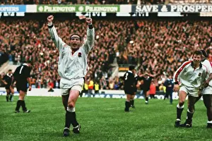 Englands Brian Moore celebrates victory over the All Blacks in 1993