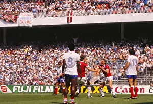 Englands Bryan Robson celebrates his goal in the first minute of the match against France at the 1982 World Cup