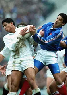 Englands Jeremy Guscott and Frances Serge Blanco - 1991 Five Nations
