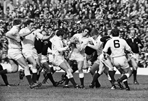 Englands Jeremy Janion catches a high ball surrounded by his teammates - 1971 Five Nations