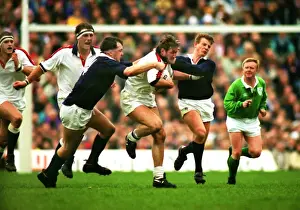 Englands Mike Teague on the charge against Scotland - 1993 Five Nations