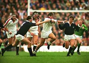 Englands Mike Teague on the charge against Scotland - 1993 Five Nations