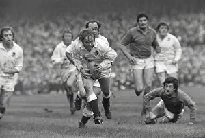 Englands Peter Wheeler makes a break against France - 1975 Five Nations