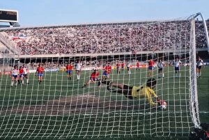 Images Dated 5th October 2009: Englands Ray Clemence saves a penalty against Spain at Euro 80