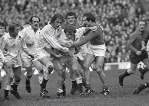 Englands Tony Neary and Chris Ralston battle with France - 1975 Five Nations