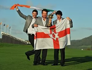 Golf Collection: Europes victorious Irish players at the 2010 Ryder Cup
