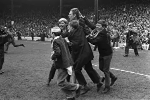Everton goalkeeper Gordon West is congratulated by young fans after victory over Leeds - 1968 FA Cup