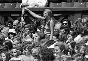 A female fan offers her bra to Bjorn Borg at the 1975 Wimbledon Championships
