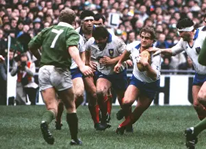 France captain Philippe Dintrans runs at Ireland - 1985 Five Nations