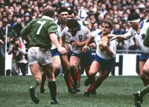 Images Dated 31st August 2010: France captain Philippe Dintrans runs at Ireland - 1985 Five Nations