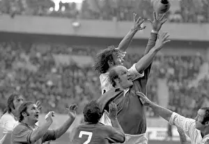 Frances Elie Cester and Englands Roger Uttley jump in a line-out - 1974 Five Nations