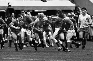 Images Dated 2nd November 2011: Frances Jean-Pierre Rives on the charge against Wales - 1983 Five Nations