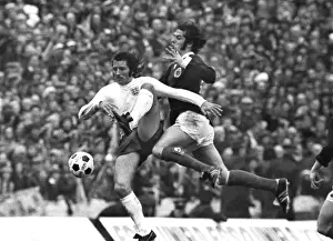 Frank Worthington and Jim Horton clash during the 1974 Home Championship