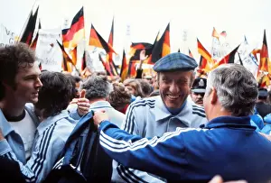 Franz Beckenbauer and coach Helmut Schoen celebrate after West Germany win Euro 72