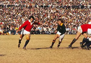 Gareth Edwards kicks ahead for the British Lions against South Africa