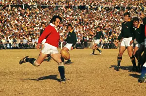 Gareth Edwards punts ahead for the Lions against South Africa in 1974