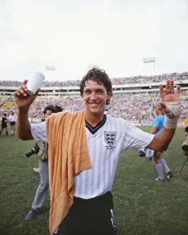 Gary Lineker celebrates at the 1986 World Cup after hit hat-trick against Poland