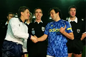 Gary Lineker and Peter Shilton shake hands before Peter Shiltons Testimonial