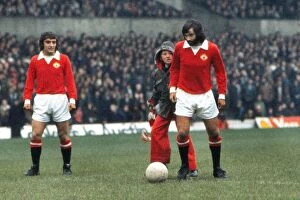 Images Dated 9th April 2012: George Best is greeted by a young fan at he attempts to kick-off for Manchester United