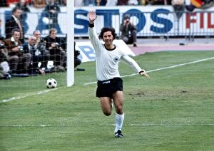 Euro 1972 Collection: Gerd Muller celebrates scoring in the final of Euro 72
