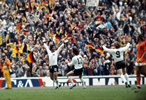 Gerd Muller celebrates scoring the winning goal in the 1974 World Cup Final