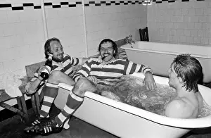 Gosforth players celebrate in the Twickenham changing room after winning the 1976 John Player Cup Final