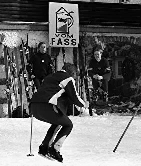 Images Dated 4th September 2012: The Great Britain Ladies ski team warm up for a training session in November 1970