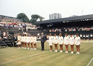 The Great Britain and USA teams line-up on Centre Court - 1970 Wightman Cup