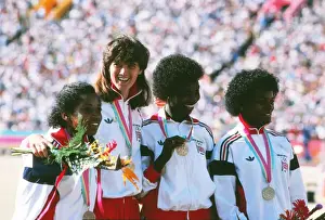 Olympic Games Prints: Great Britains bronze medal-winning 4x100m relay team - 1984 Los Angeles Olympics