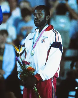 Great Britains bronze medalist Keith Connor at the 1984 Los Angeles Olympics