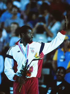 Olympic Games Prints: Great Britains bronze medalist Keith Connor at the 1984 Los Angeles Olympics