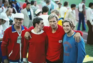 Great Britains gold medal-winning modern pentathlon team at the 1976 Montreal Olympics