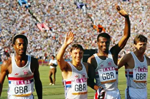 Great Britains silver medal-winning 4x400m relay team at the 1984 Olympics