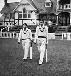 Gul Mohamed and Rusi Modi come out to bat for All India - 1946 Tour of England