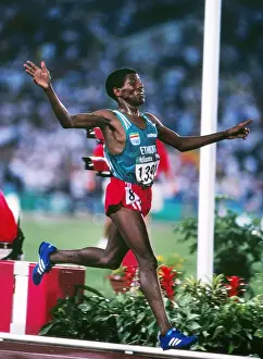 000 Metres Prints: Haile Gebrselassie wins the 10, 000m - 1996 Atlanta Olympics