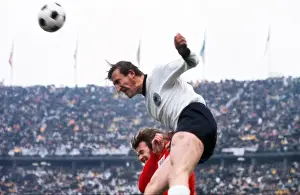 The 1972 European Football Championship Prints: Hans-Georg Schwarzenbeck out-jumps Rodney Marsh in 1972