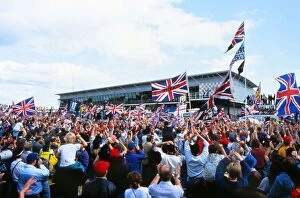 Images Dated 6th July 2011: + The home fans celebrate Nigel Mansells win at the 1992 British Grand Prix