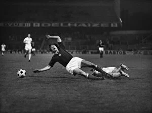 Euro 1972 Collection: Hungarys Antal Dunai is brought down by the USSRs Revas Dzodzuashvili for a penalty at Euro 72