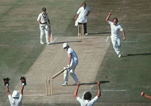Images Dated 21st July 2011: Ian Botham bowls Terry Alderman to win the 4th Test of the 1981 Ashes