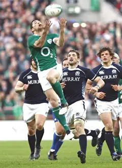 Images Dated 2010 March: Irelands Rob Kearney catches a high ball against Scotland - 2010 Six Nations